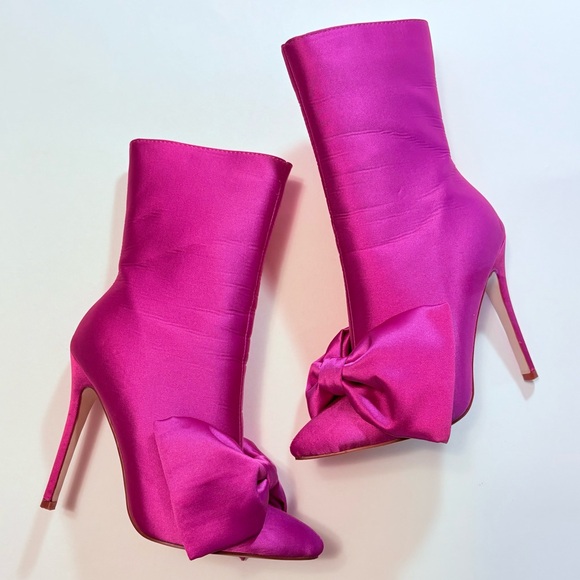 Azalea Wang Dolls Kill Need You All To Myself Stiletto Booties Blitz Pink Satin - Picture 5 of 15